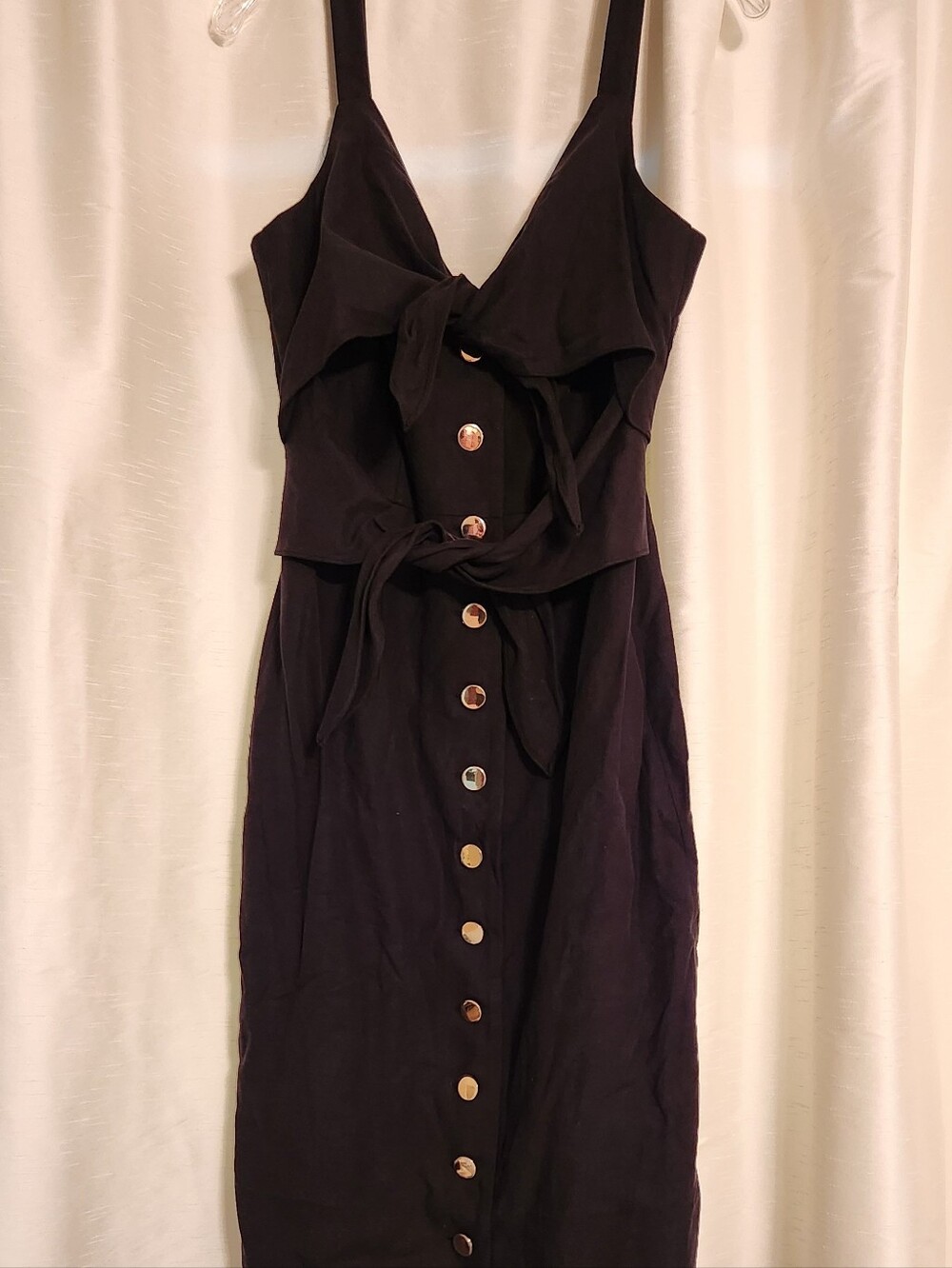 Toccin Steffie Black Button and Tie-Front Dress